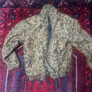 Vintage 100% Silk Animal Print Bomber